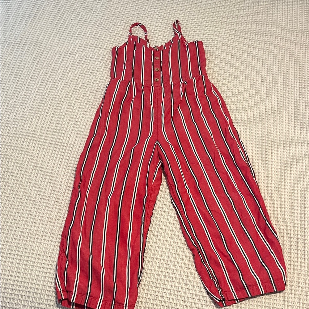 abercrombie kids Red & White Striped Girls' Sleeveless Jumpsuit